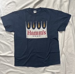 Official Hamm’s Beer T-Shirt Blue Logo Style Tee Size XL Made In Haiti Cotton