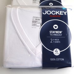 NEW Jockey Classics T-shirts 100% Cotton V Neck 2 Packs Of 2 Size LT 42-44