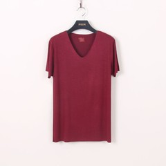 Men Bamboo Fiber T-Shirt Summer Classic V-neck Short Sleeve Casual Seamless Tops