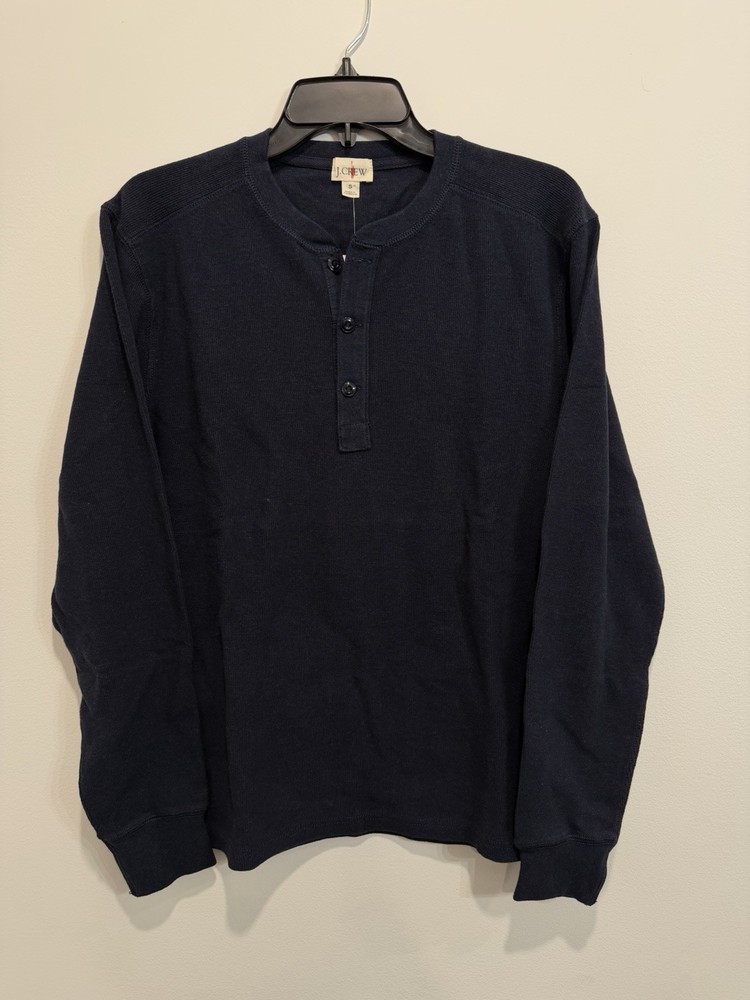 J Crew Men Navy Jacquard rib-knit henley Size Small MSRP $98