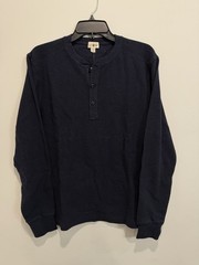 J Crew Men Navy Jacquard rib-knit henley Size Small MSRP $98