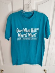 Vintage 1980s Over The Hill Blue Cotton T Shirt Single Stitch Small