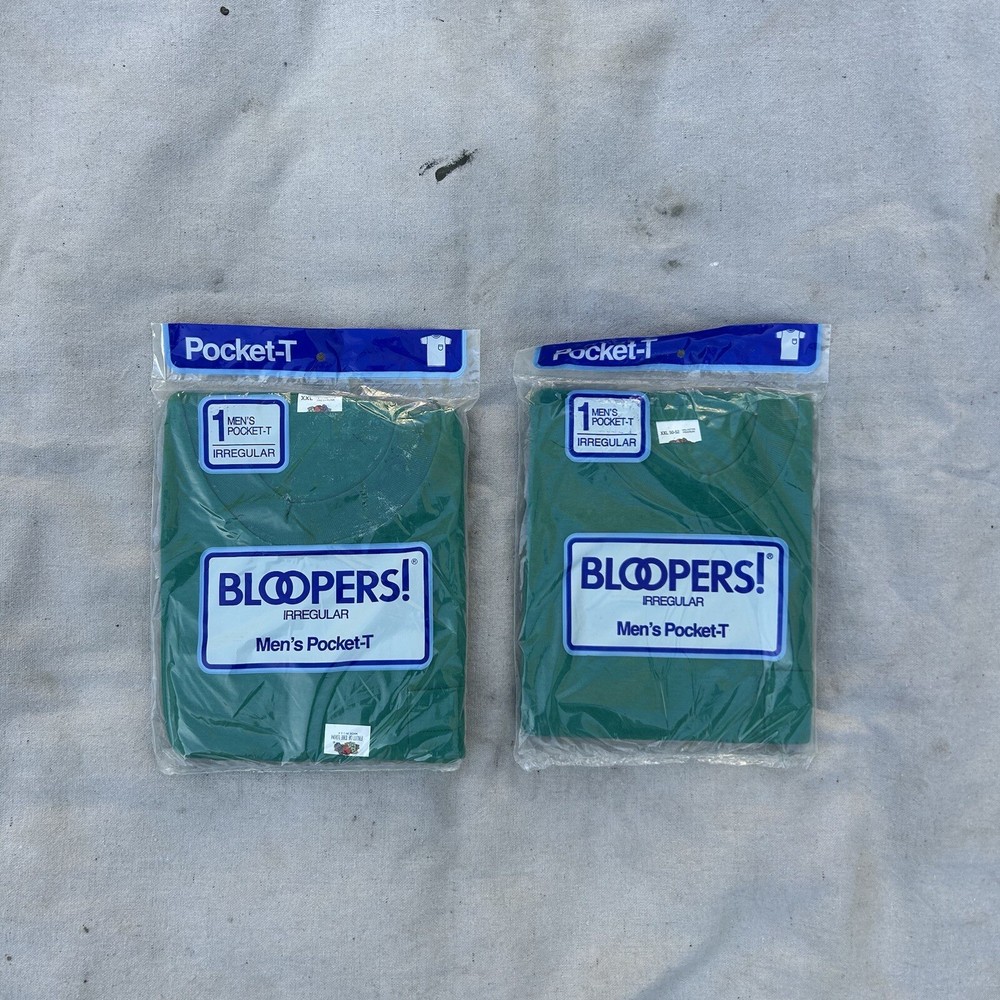 Fruit of The Loom T-Shirts Men’s XXL Vintage Bloopers Irregular Green *2 Packs*