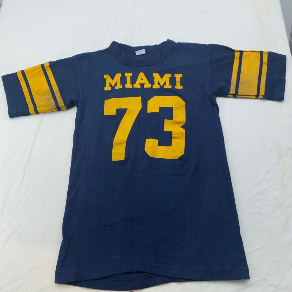 vintage 1973 MIAMI DOUBLE SIDED FOOTBALL JERSEY T-Shirt 2XS florida 70s beach