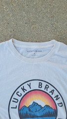 Y2K Vintage Lucky Brand Men’s White S Crew Short Sleeve California Graphic Tee