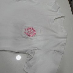 Chrome Hearts Horseshoe Plus Logo Pocket Short Sleeve Tee Shirt White Pink Large