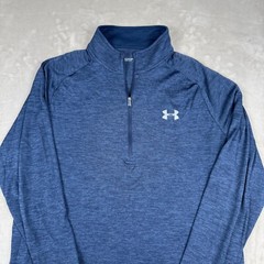 Under Armour Mens L 1/4 Zip Blue Pullover Performance Loose Heatgear Golf