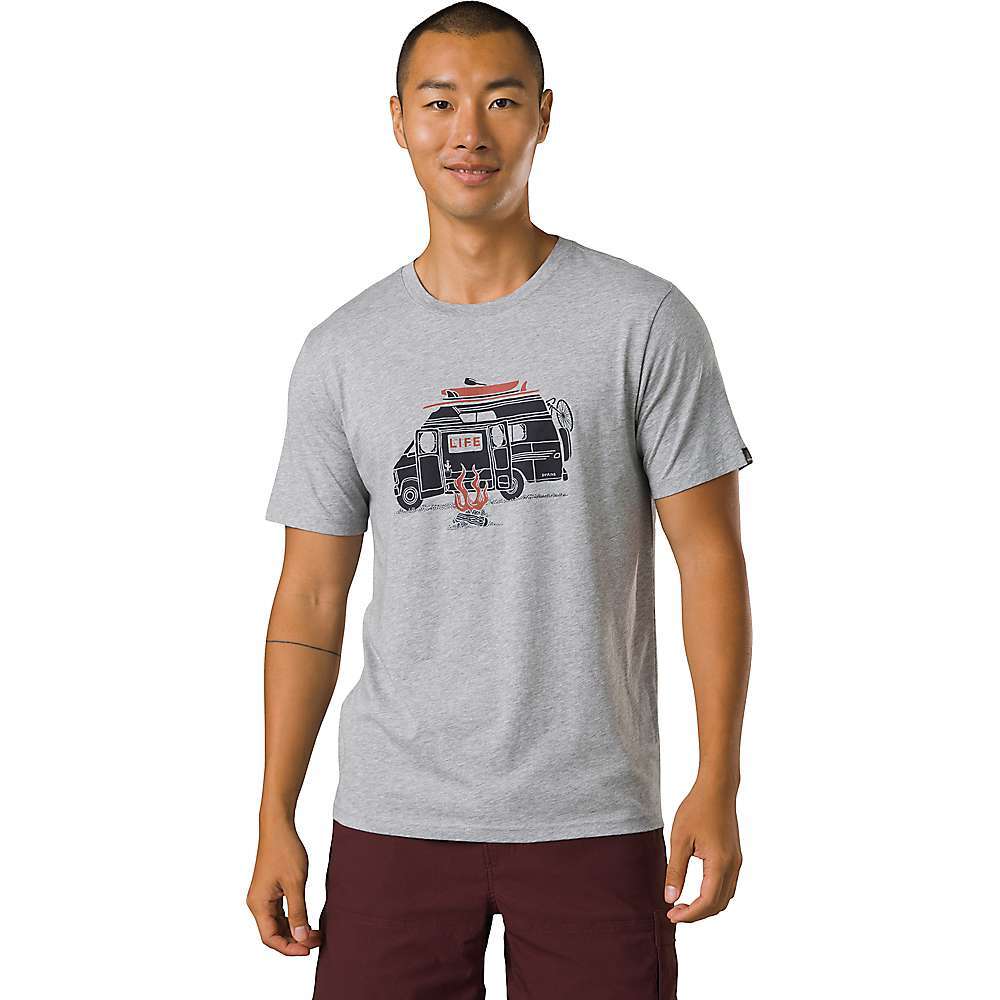 Prana Journeyman T-Shirt Mens Medium Grey Van Life Graphic Tee Organic Cotton