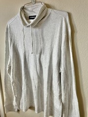 Express Heather White Waffle Knit Funnel Neck Men’s Long Sleeve T-Shirt Size L