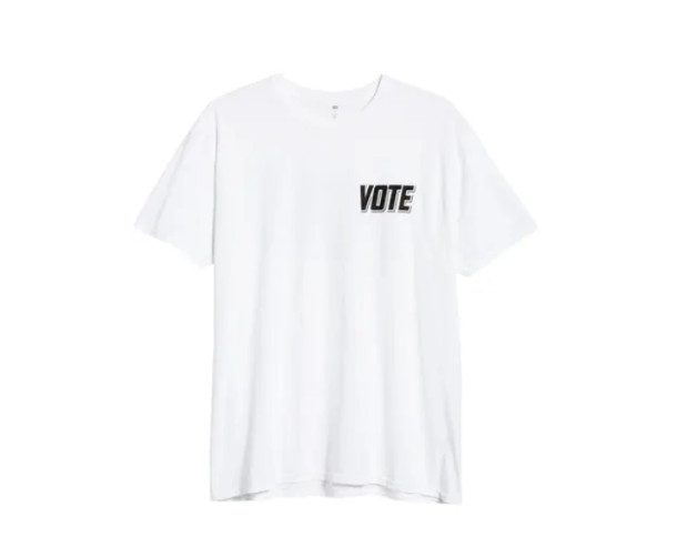 BP VOTE White Black Graphic Political T-Shirt Crewneck Cotton L Oversize