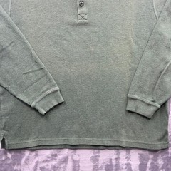 L.L. Bean Henley Shirt XL Green Mens Regular Fit Cotton Waffle Thermal Outdoor