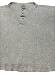 Vintage Carhartt L Gray Waffle Thermal Henley Shirt 28×22″ Made in USA