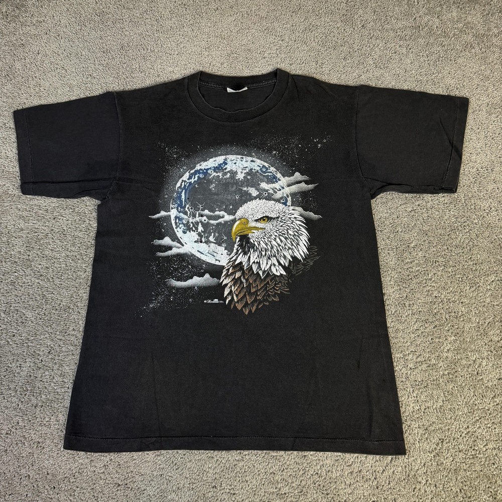 Vintage Hazelwood Eagle Shirt Mens L Black Moon Midnight Series Single Stitch90s