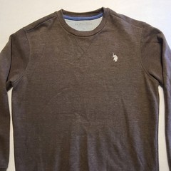 US Polo Assn Luxury Feel Sweatshirt Men M Brown Crew Neck Fleece Pullover Cotton