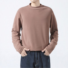 Spring Men Retro Half-Turtleneck Warm Long Sleeve Tee Solid Color T Shirt Tops