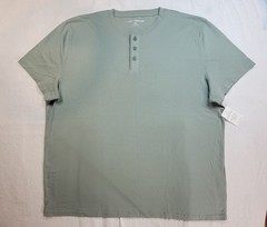 Lucky Brand Henley Sage Green Short Sleeve Cotton 3 Button Ribbed Collar 2XL