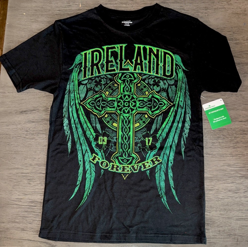 Way to Celebrate St. Patrick’s Day Men’s Ireland Tee Celtic Cross S M L 2X New
