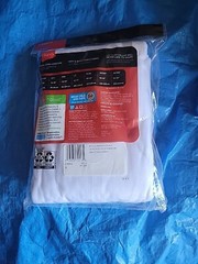 New Mens Lay Flat Collar White Crew Neck T-Shirt 3-Pack Small Free Shipping