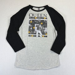 Queen Band Shirt Mens Small Gray Black Raglan 3/4 Sleeve Freddie Mercury Graphic