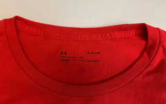 Under Armour Shirt Mens Medium Large Gray Red Short Sleeve Athletic Fit Soft