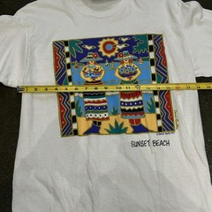 Vintage Tropical Threads Sunset Beach Shirt Mens Medium White Graphic 90s