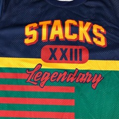 HUGE Offical Brand STACKS XXIII Legendary multi color vented T shirt Large