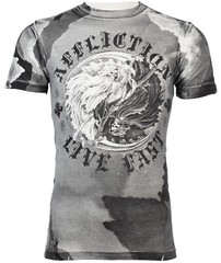 $58 AFFLICTION White Black YING YANG Short Sleeve Slim Fit Y2K T-shirt NWT