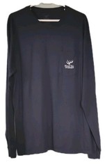 Hunt to Harvest Large Blue Long Sleeve Cotton T-shirt Large Pocket