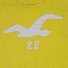 Hollister Mens T Shirt Large Yellow Applique Seagull 22 Logo Surf Y2K Graphic L