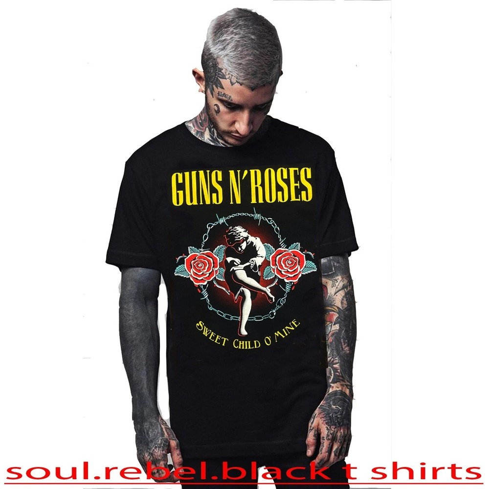 GUNS AND ROSES SWEET CHILD ON MINE HARD ROCK BLACK T SHIRT MEN’S SIZES