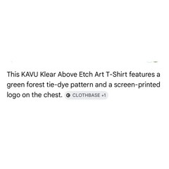 KAVU Mens XL Klear Above Etch Art Tie Dye T-Shirt Organic Cotton Green Forest