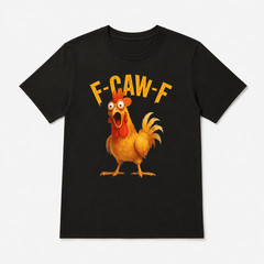 Chicken Pattern with “F-CAW-F” Text Print, Funny And Humorous Design T shirt