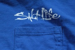 Salt Life Long Sleeve T-Shirt 2XL Pocket Shirt Fish Blue