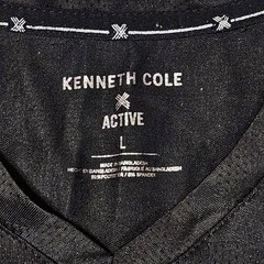 Kenneth Cole V-Neck T-Shirt Men L Black Mesh Camo Polyester Spandex