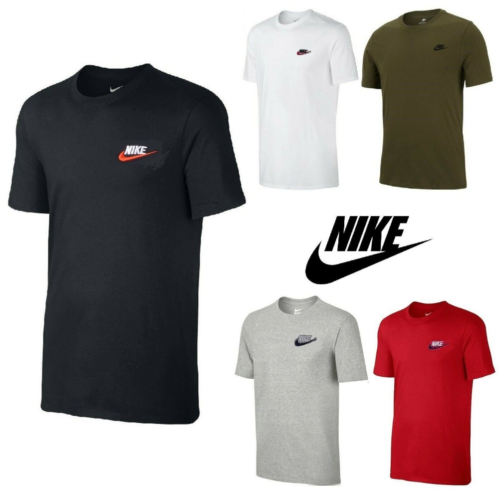 Nike Men’s T-Shirt Athletic Active Wear Crew Neck Dry Fit Swoosh Futura Logo Tee