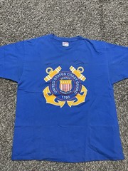 Vintage 80’s Single Stitch United States Coast Guard Blue T Shirt Size XL Rare