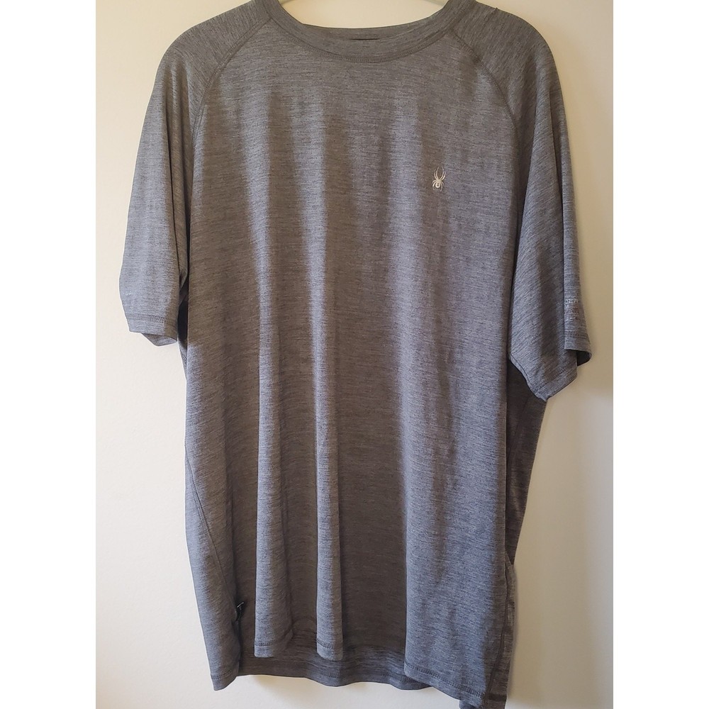 Spyder Swim Rash Guard UPF30+ Gray Mens Size L Short Sleeve Shirt Surf Swim Sun