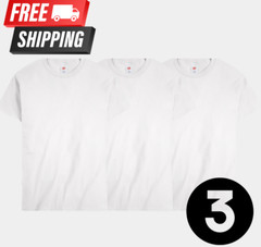 Hanes Men’s 5XL Short Sleeve Cotton Crewneck T-Shirt 3Pk White Comfort