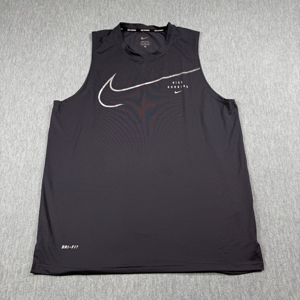 Nike Tank Top Mens 2XL Black Miler Singlet Dri-Fit Running Sleeveless Athletic