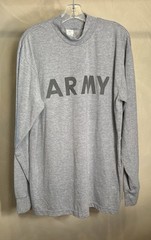 US Army Heather Grey Military Issue Physical Fitness IPFU Long Sleeve Shirt|Sz:L