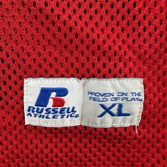 VINTAGE Russell Jersey Mens XL Red V Neck Mesh Football Practice Polyester Y2K