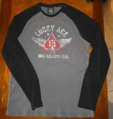 No Boundaries Men’s Thermal Long Sleeve Size XL/XG!! LUCKY ACE! Vintage!!