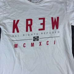 Krew T-Shirt Mens Small White Cotton All Rights Refused MCMXCI Graphic Crew Neck