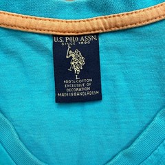 U.S. Polo Assn. Blue V Neck T Shirt Large Cotton Casual Preppy Basic