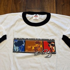 Elvis Presley Shirt Mens 2XL White Alstyle 50th Anniversary Rock Ringer T-Shirt