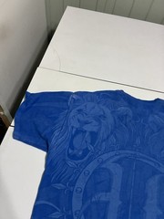 Untamed Lion Shirt XL Blue Y2K Grunge AOP Skater Streetwear Cyberpunk MMA Tapout