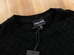 NO CUSTOMS TAX GIORGIO ARMANI mainline black zigzag pattern t-shirt Size Medium