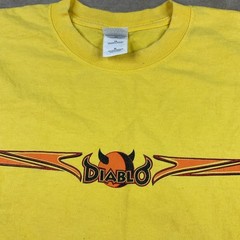 Vintage Diablo Paintball T-Shirt Men Sz XL Y2K Graphic Crew Yellow Short Sleeve