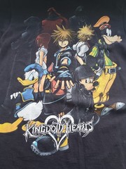 Kingdom Hearts Disney Graphic T-Shirt Black Sora Donald Goofy Sz medium