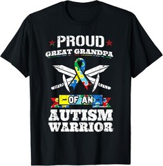Proud Great Grandpa Of An Autism Warrior Awareness Ribbon T-Shirt